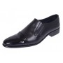 Pantofi barbati negri din piele naturala fara siret cu varf lacuit 818MODN